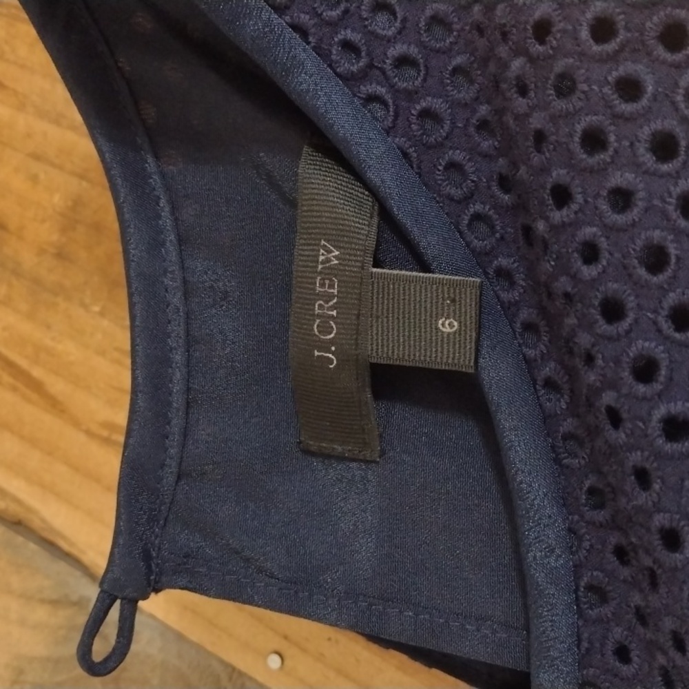 J Crew Navy Eyelet Sleeveless Dress Size 6 - Picture 8 of 10